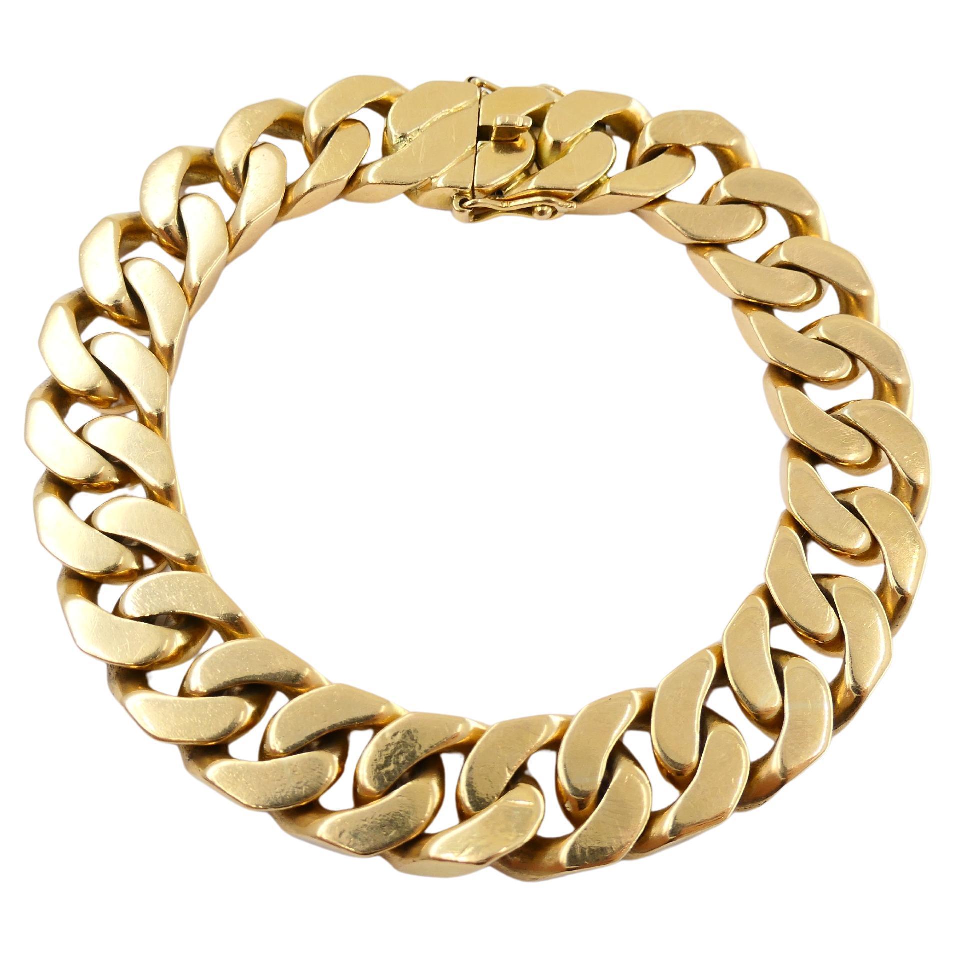 Vintage Curb Link Chain Bracelet 18k Gold French 1