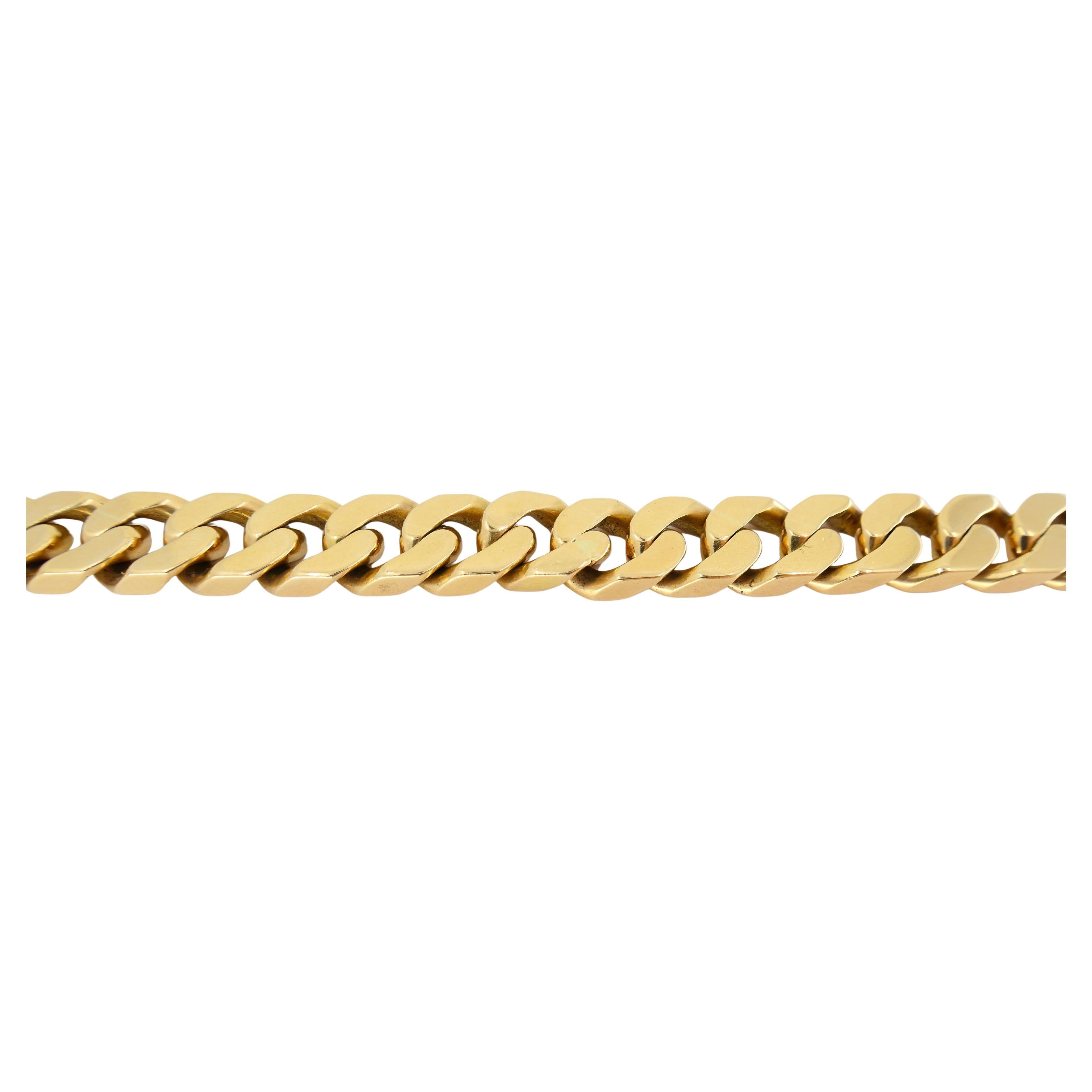 Vintage Curb Link Chain Bracelet 18k Gold French 3