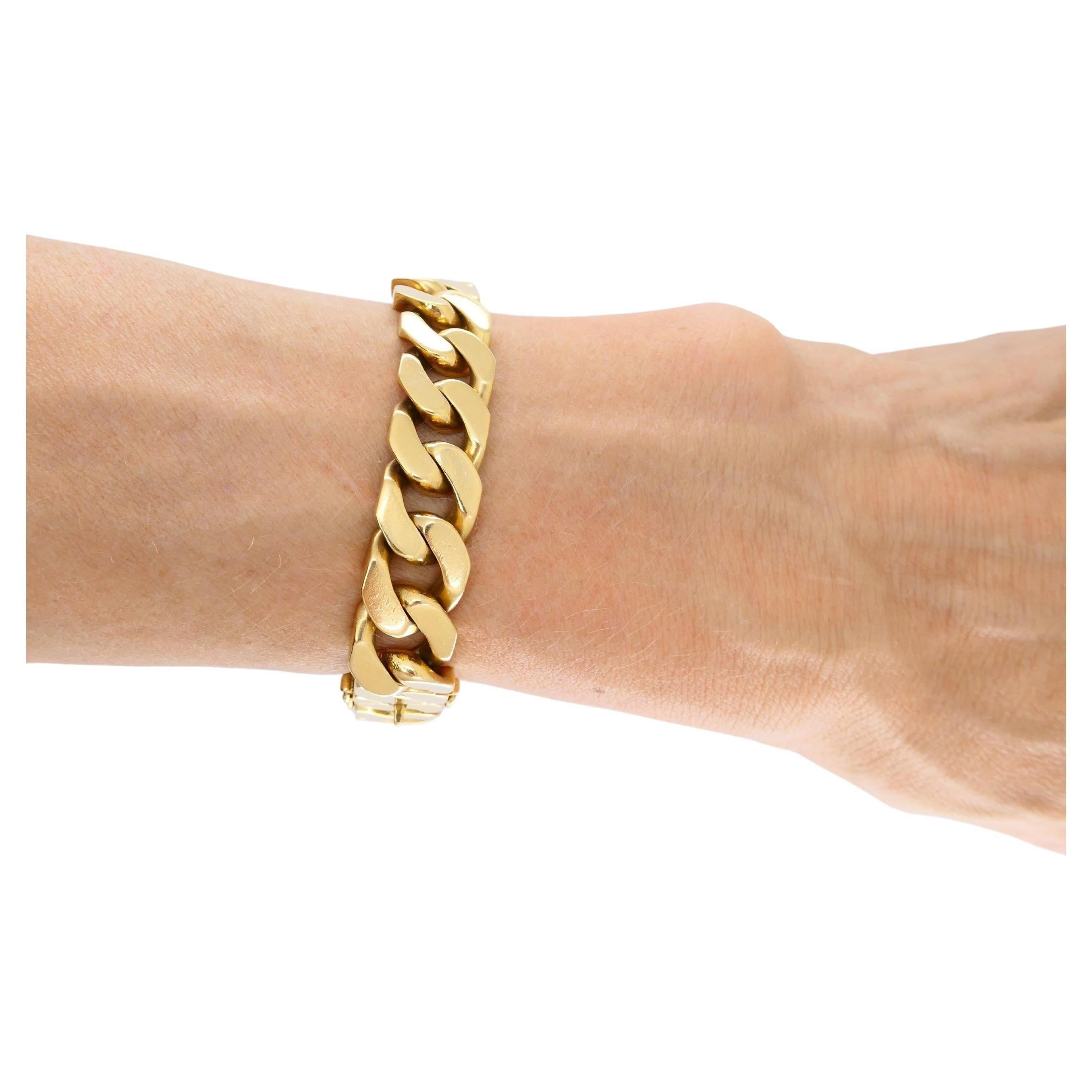 Vintage Curb Link Chain Bracelet 18k Gold French 4