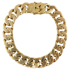 Bracelet à maillons courbes vintage français en or 18 carats