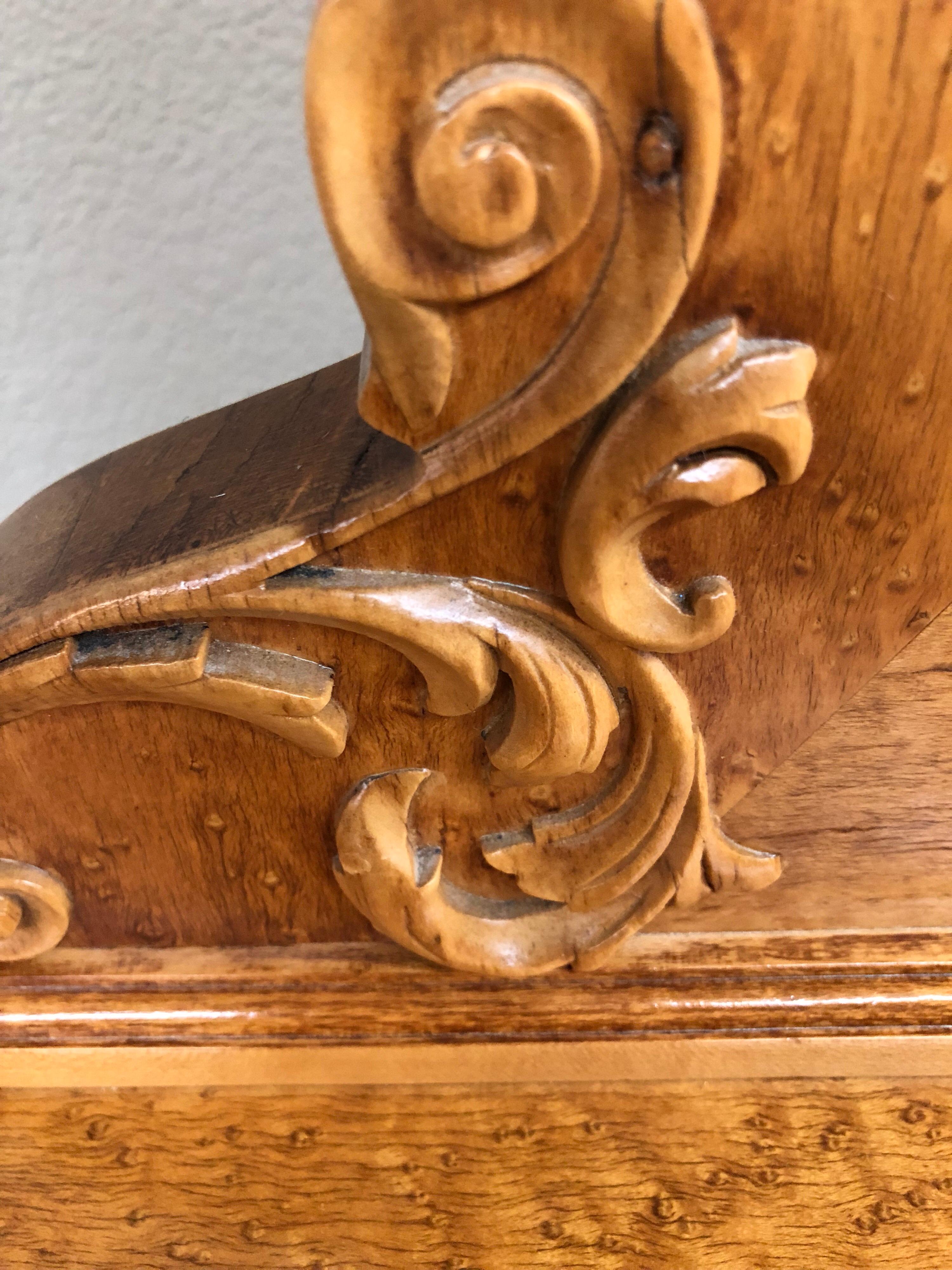 American Vintage Curly Maple Dresser and Mirror For Sale