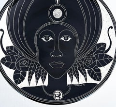 Vintage Curras Brothers Hand-painted Pottery Charger, Signed, 5 Faces Available