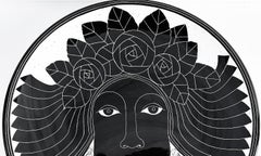 Vintage Curras Brothers Hand-painted Pottery Charger, Signed, 5 Faces Available