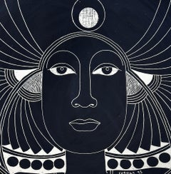 Vintage Curras Brothers Hand-painted Pottery Charger, Signed, 5 Faces Available