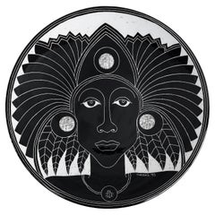 Vintage Curras Brothers Hand-painted Pottery Charger, Signed, 5 Faces Available