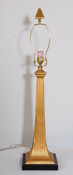 Vintage Currey & Company Gilt Wood Table Lamp on Marble Stand