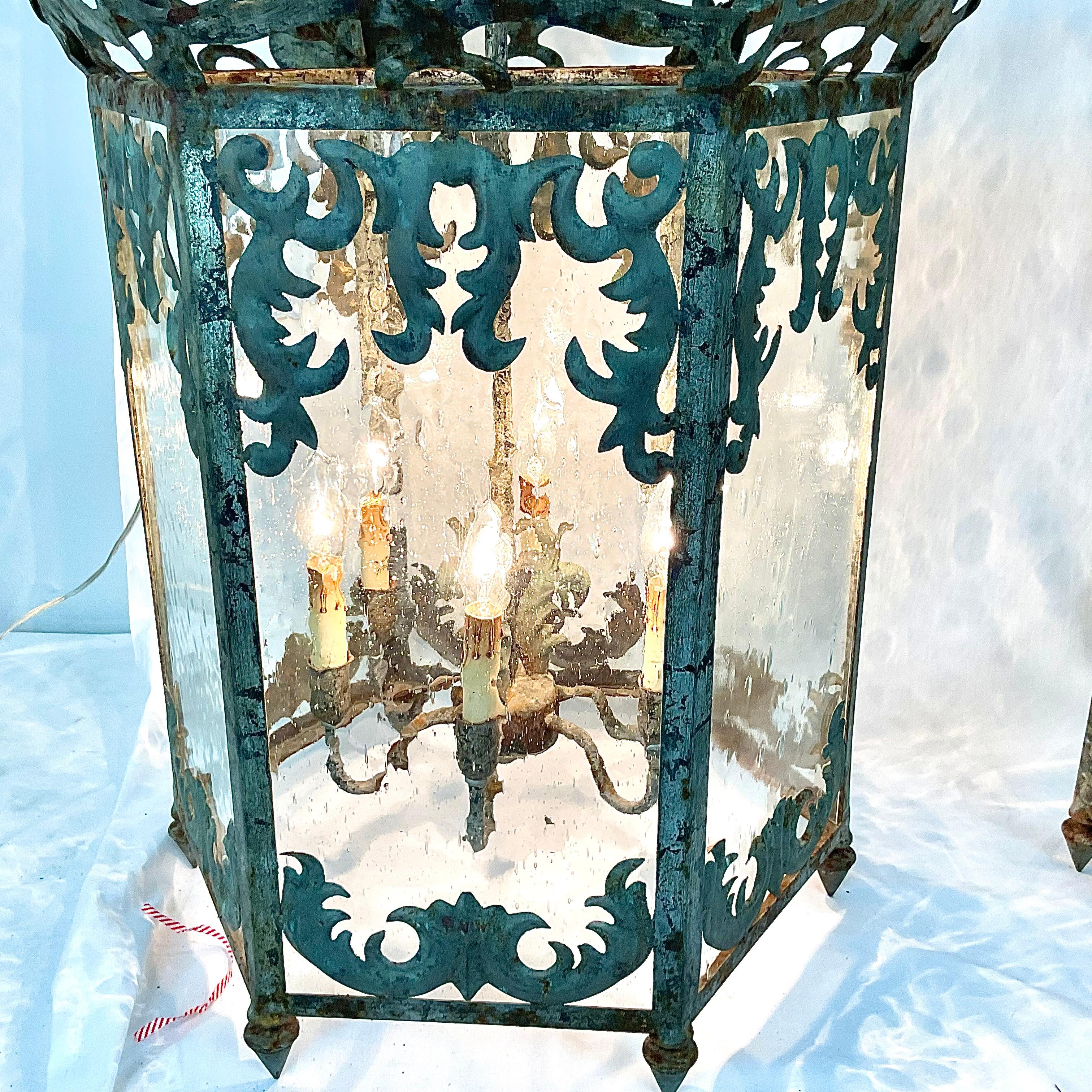 Vintage Curry & Company Large Metal Lanterns For Sale 3