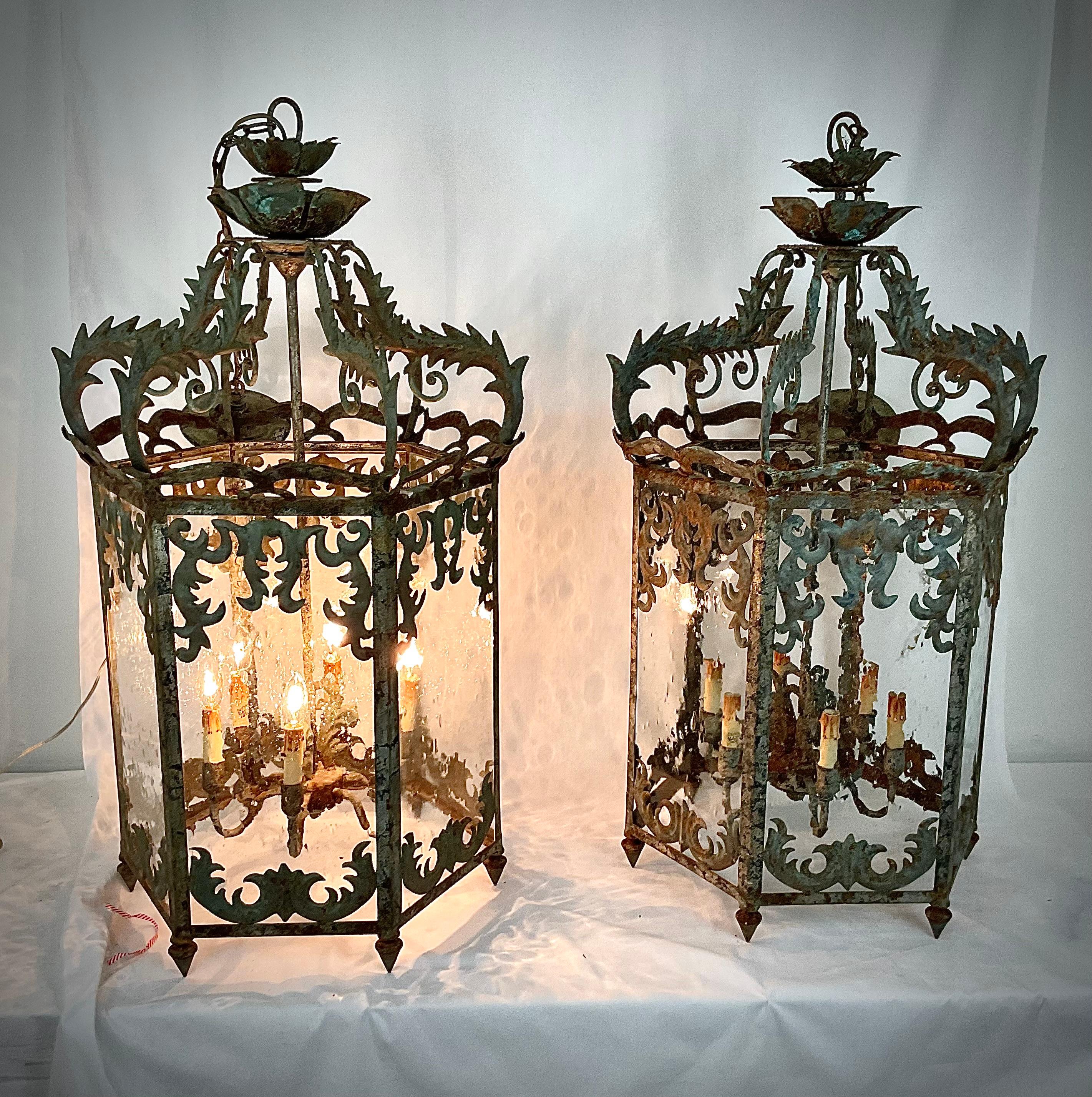 Vintage Curry & Company Large Metal Lanterns For Sale 5