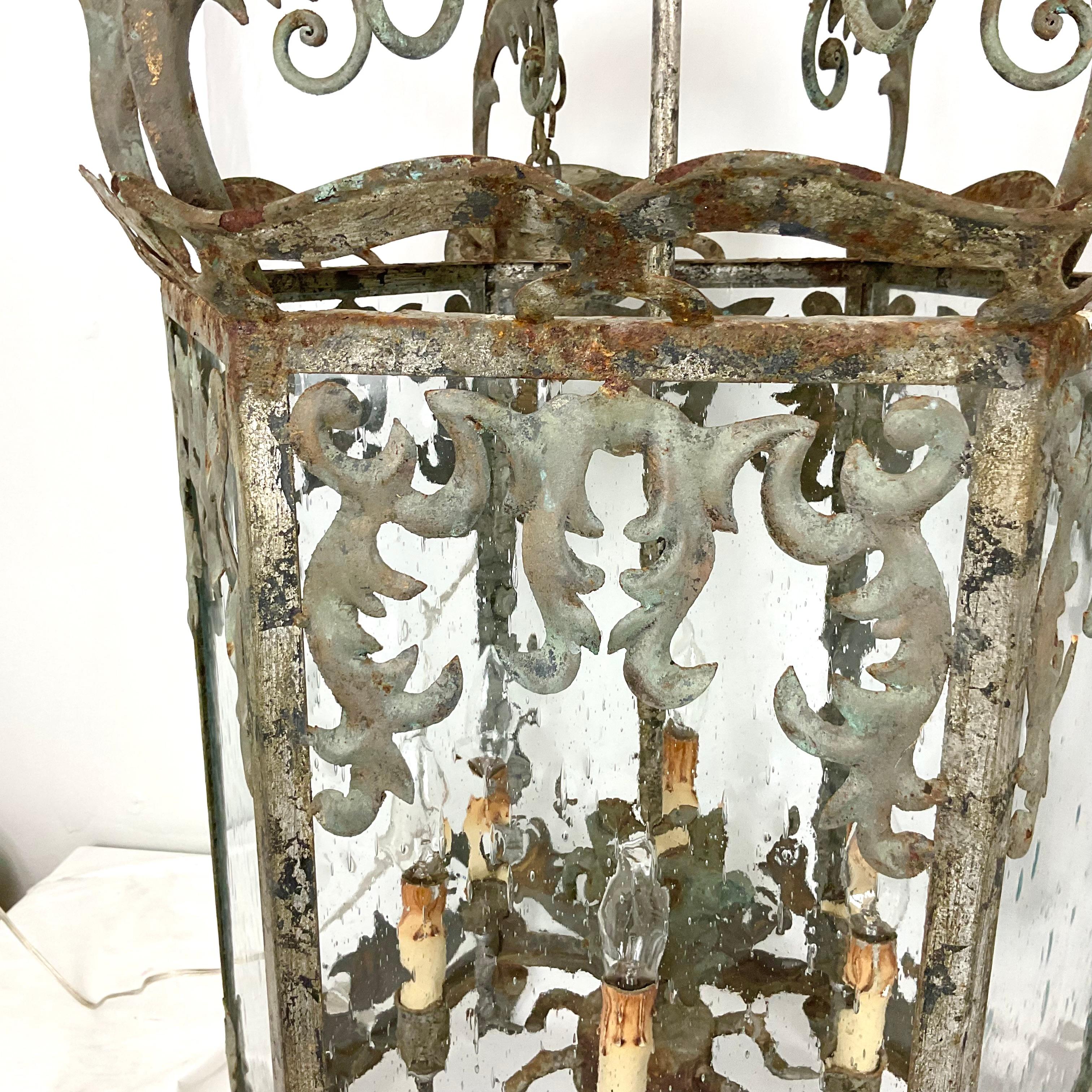 Gothic Vintage Curry & Company Large Metal Lanterns For Sale
