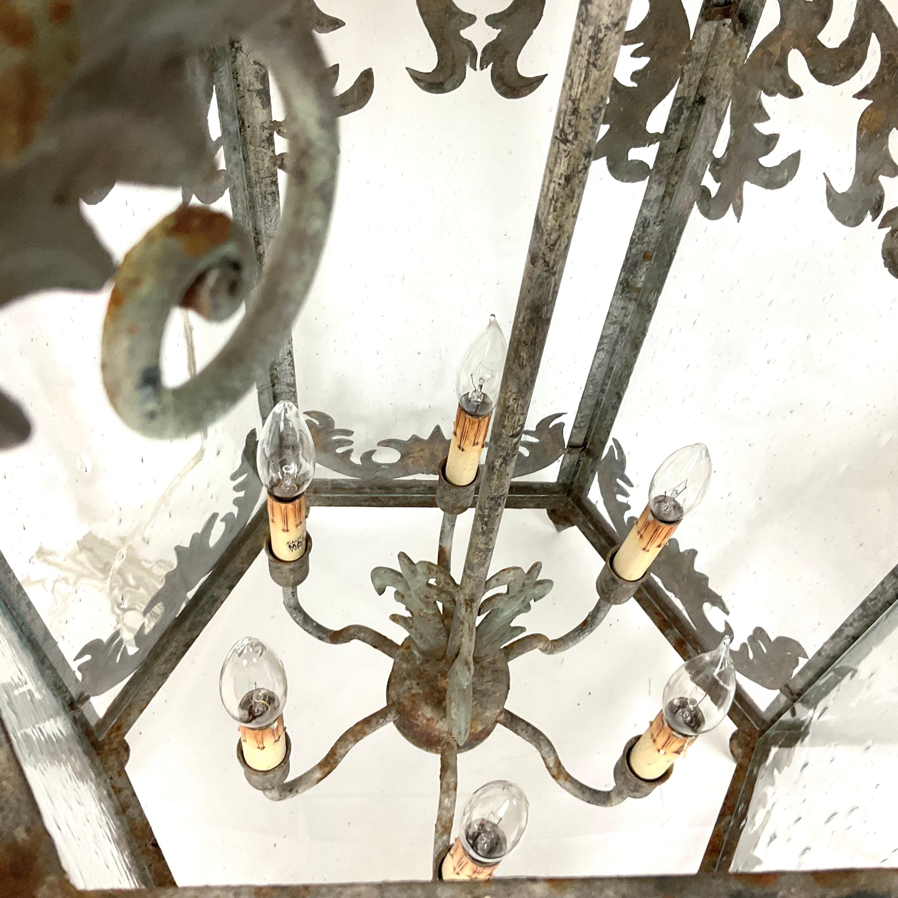 Italian Vintage Curry & Company Large Metal Lanterns For Sale