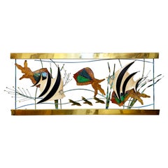 Vintage Curtis Jere Aquarium Fish Wall Sculpture, Signed