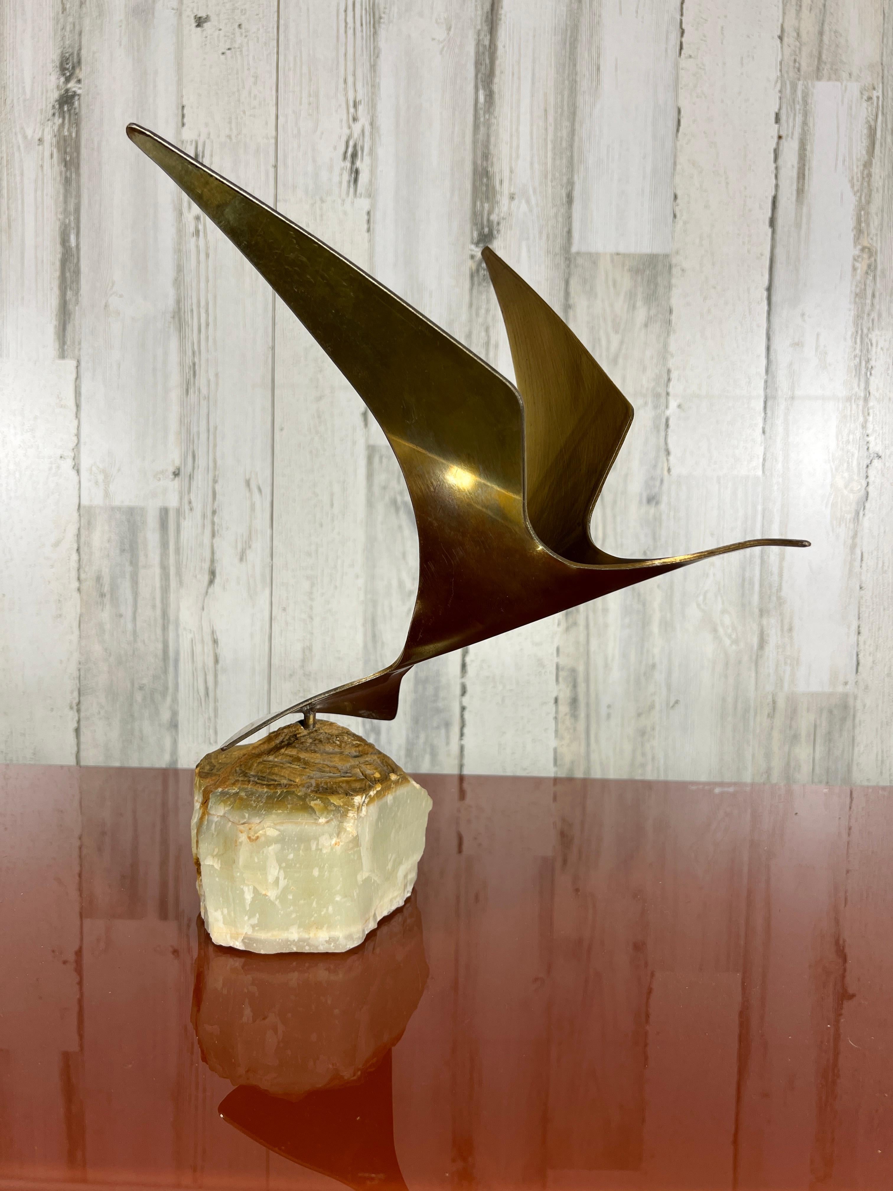 Vintage Curtis Jere Bird in Flight Sculpture on Stone for Artisan House