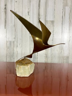 Vintage Curtis Jere Bird in Flight Sculpture on Stone for Artisan House