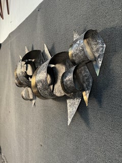 Vintage Curtis Jere Black Brutalist Wall Art Sculpture