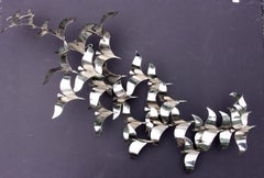 Vintage Curtis Jere Chrome Birds in Flight Wall Sculpture