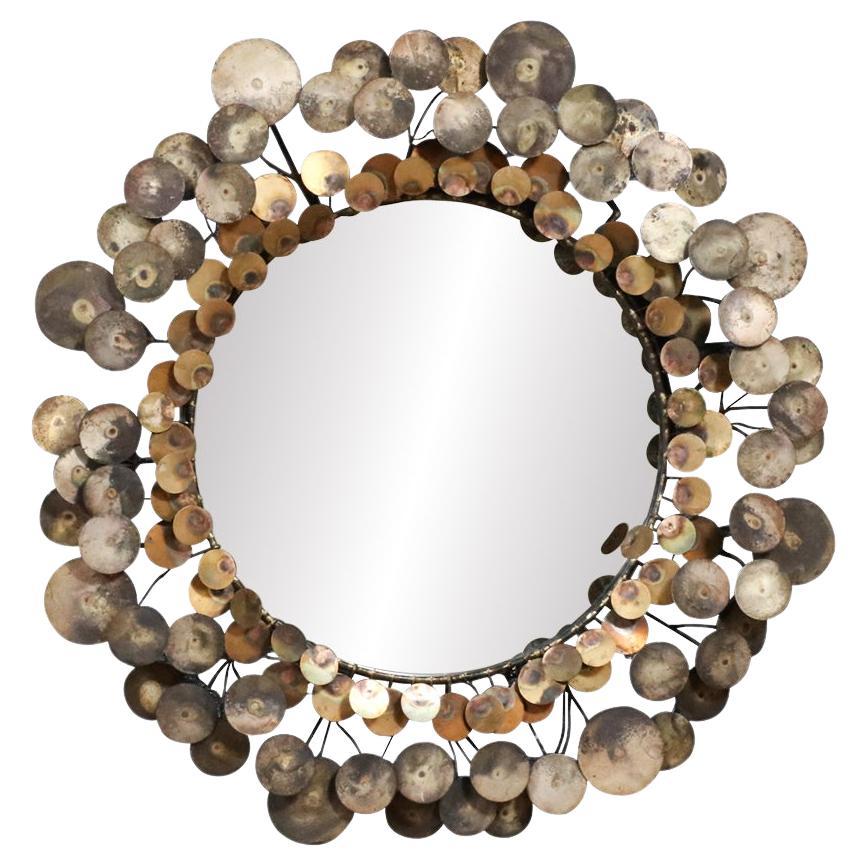 Vintage Curtis Jere "Cloud" Brass Mirror for Artisan House, Signed