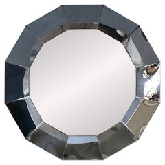 Vintage Curtis Jere Faceted Chrome Geometric Mirror for Artisan House