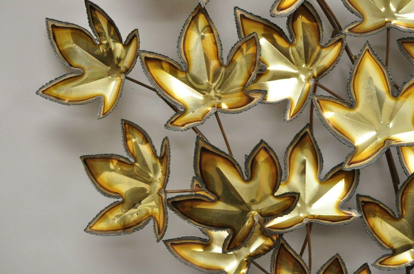 Vintage Curtis Jere Large Maple Leaf Brutalist Wall Art Sculpture In Good Condition For Sale In Philadelphia, PA