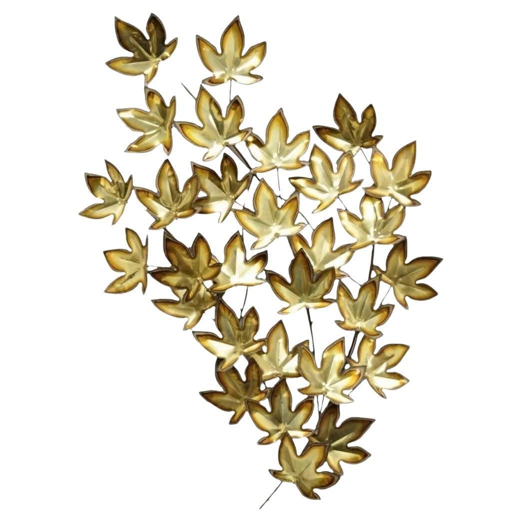 Vintage Curtis Jere Large 48" Maple Leaf Metal Brutalist Wall Art Sculpture