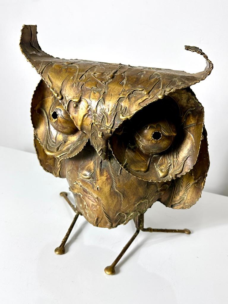 Vintage Curtis Jere Large Brutalist Brass Owl Sculpture Mid Century Modern 1960s For Sale 3
