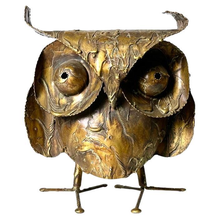 Vintage Curtis Jere Large Brutalist Brass Owl Sculpture Mid Century Modern 1960s For Sale