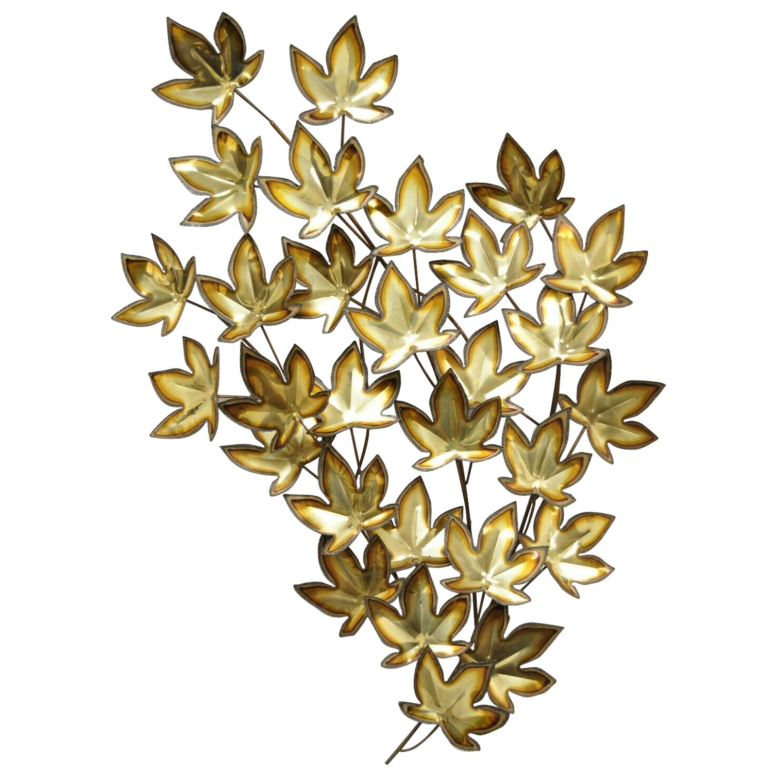 Vintage Curtis Jere Large Maple Leaf Brutalist Wall Art Sculpture