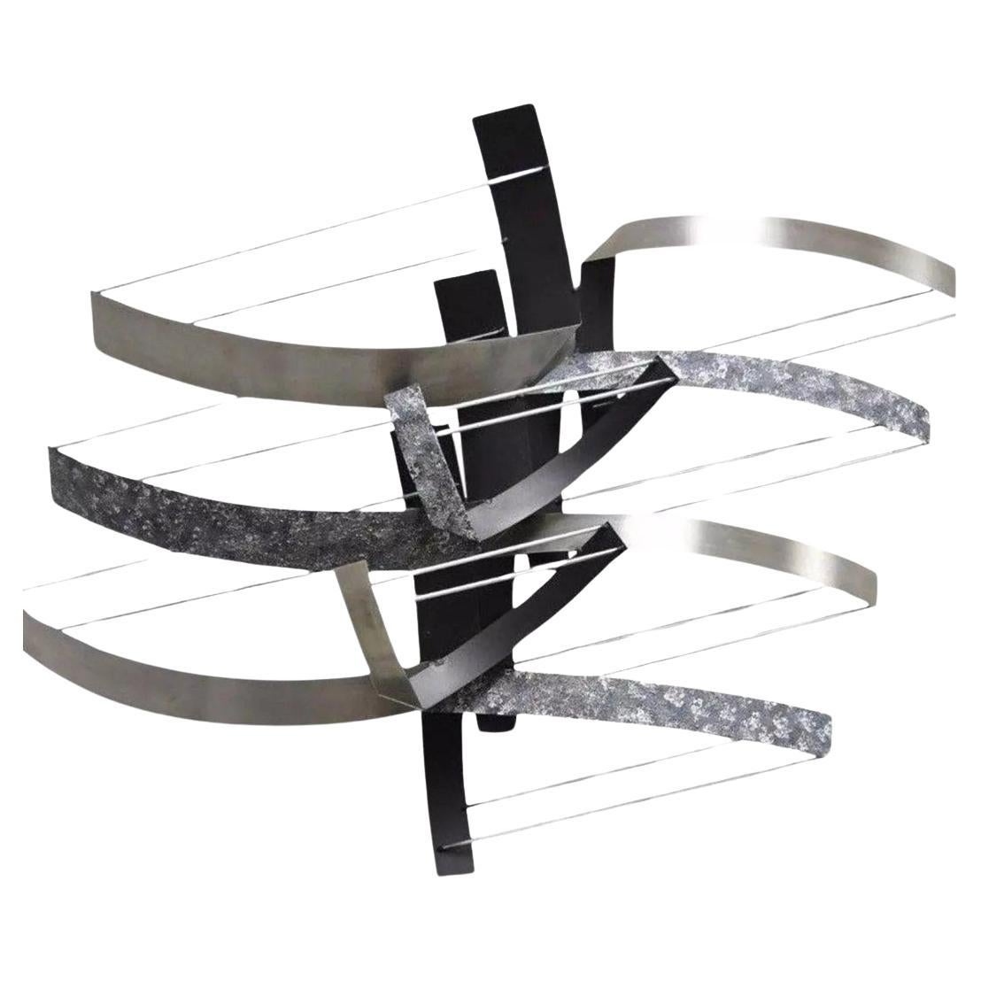 Vintage Curtis Jere Mid Century Modern Metal Abstract Wall Art Sculpture Signed