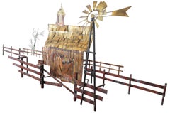 Vintage Curtis Jere Mid-Century Modern Wall Sculpture Country Farm Barn