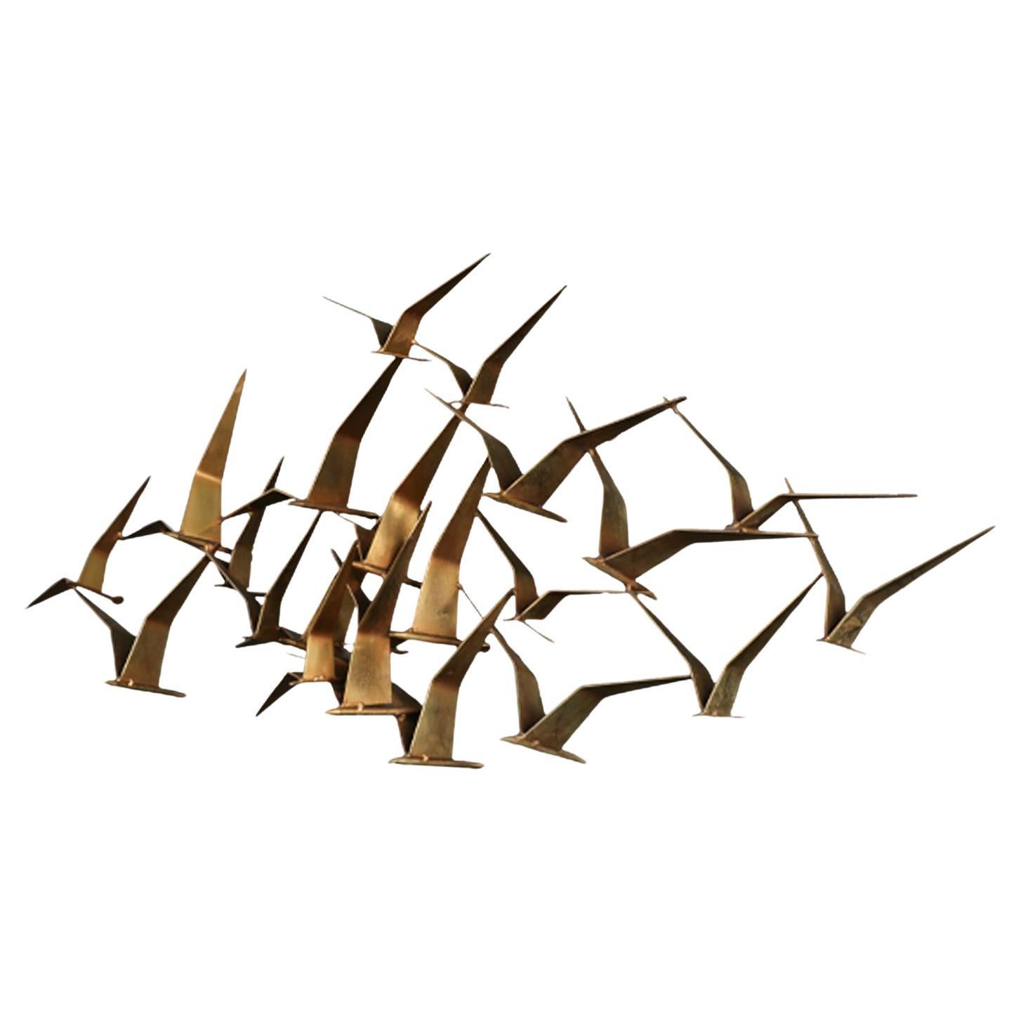 Sculpture vintage en laiton Sea Gulls de Curtis Jere pour Artisan Housev en vente