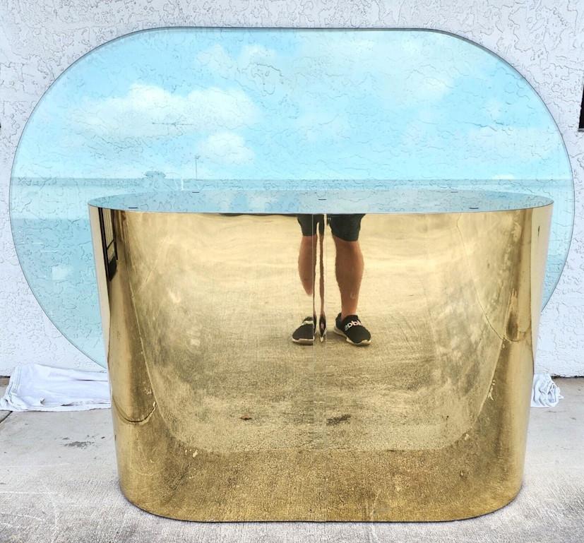 Vintage Curtis Jere Style Brass Dining Table In Good Condition In Lake Worth, FL