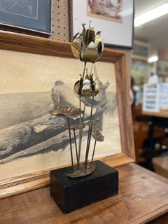 Vintage Curtis Jere Style Brutalist Lily Flower Sculpture.