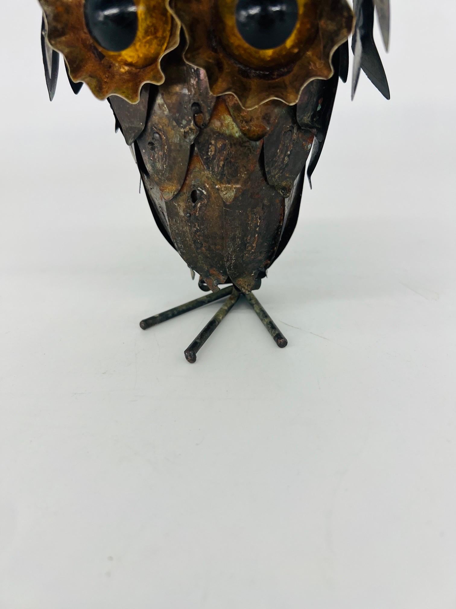 Vintage Curtis Jere Style Midcentury Brutalist Owl Sculpture For Sale 1
