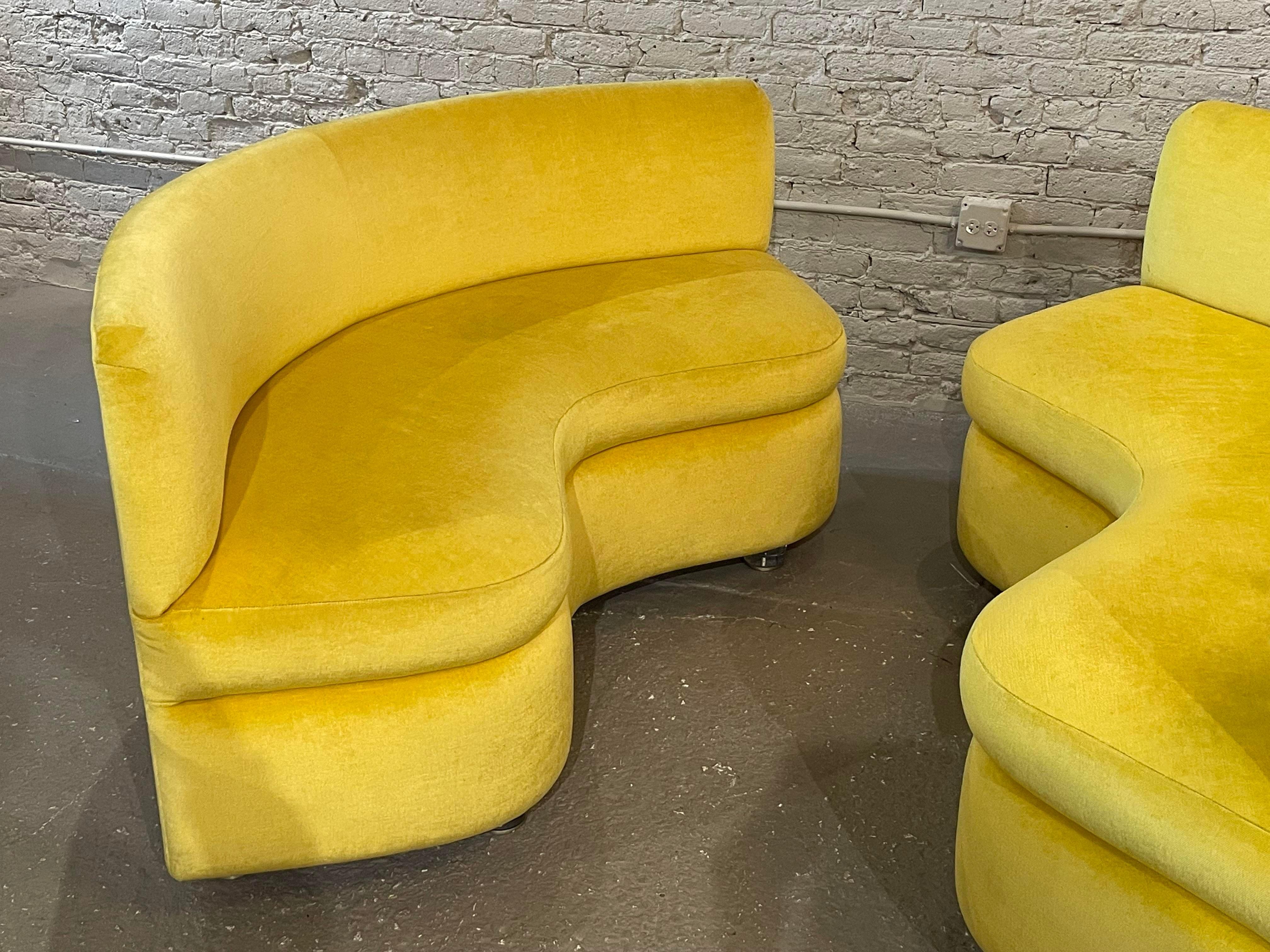 Vintage Curve Loveseats Banquette Sofas - only one available  In Good Condition In Chicago, IL