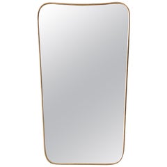 Vintage Curved Brass Wall Mirror, Italy, 1950s