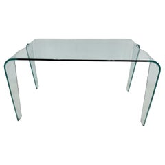 Vintage curved glass dining table minimalist design , 1980s