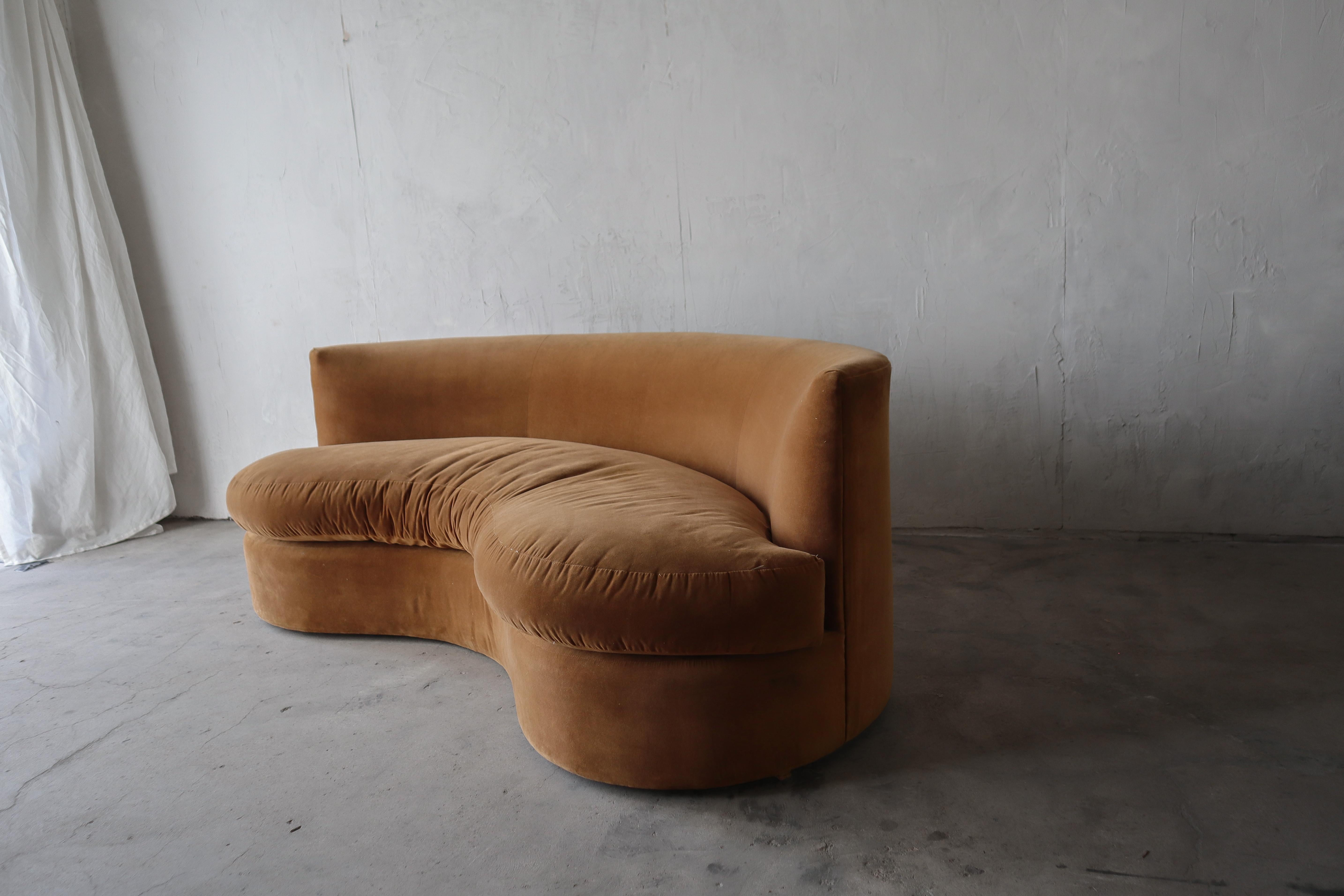 Vintage Curved Pillow Back Mohair Sofa For Sale at 1stDibs