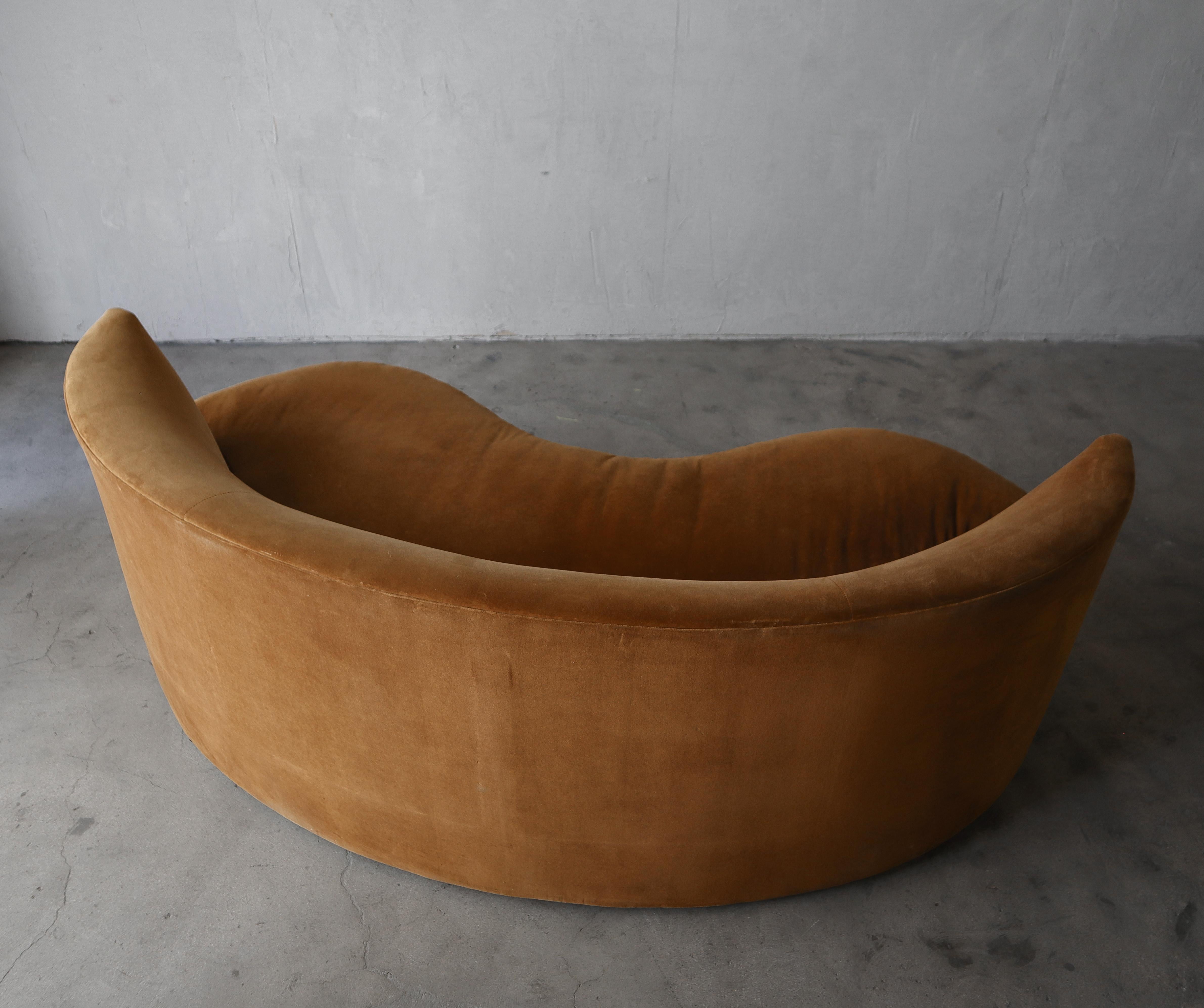 Vintage Curved Pillow Back Mohair Sofa For Sale at 1stDibs
