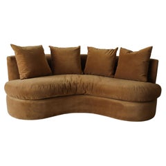Vintage Curved Pillow Back Mohair Sofa