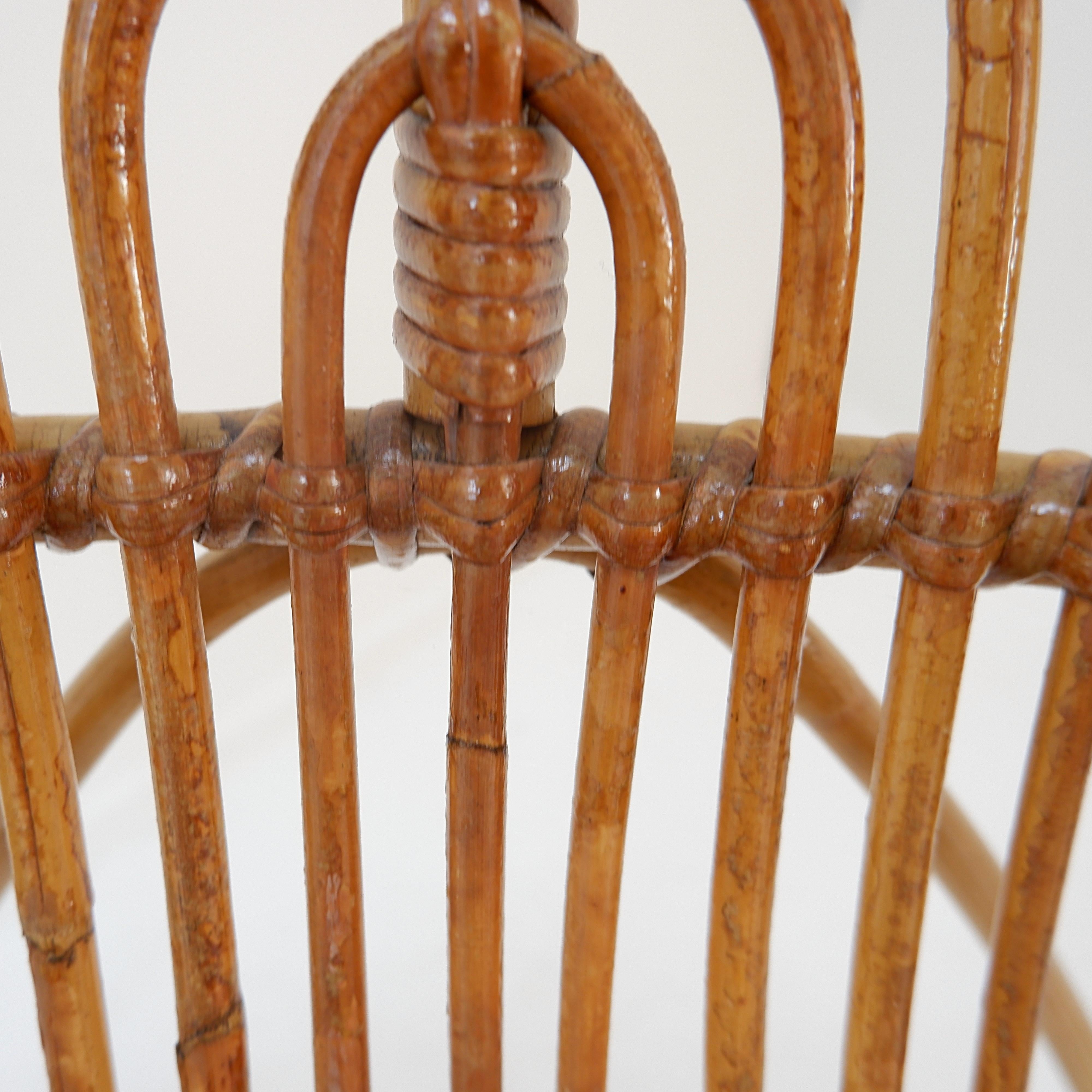 Vintage Sillón curvo de ratán y bambú - Años 60 en venta 6