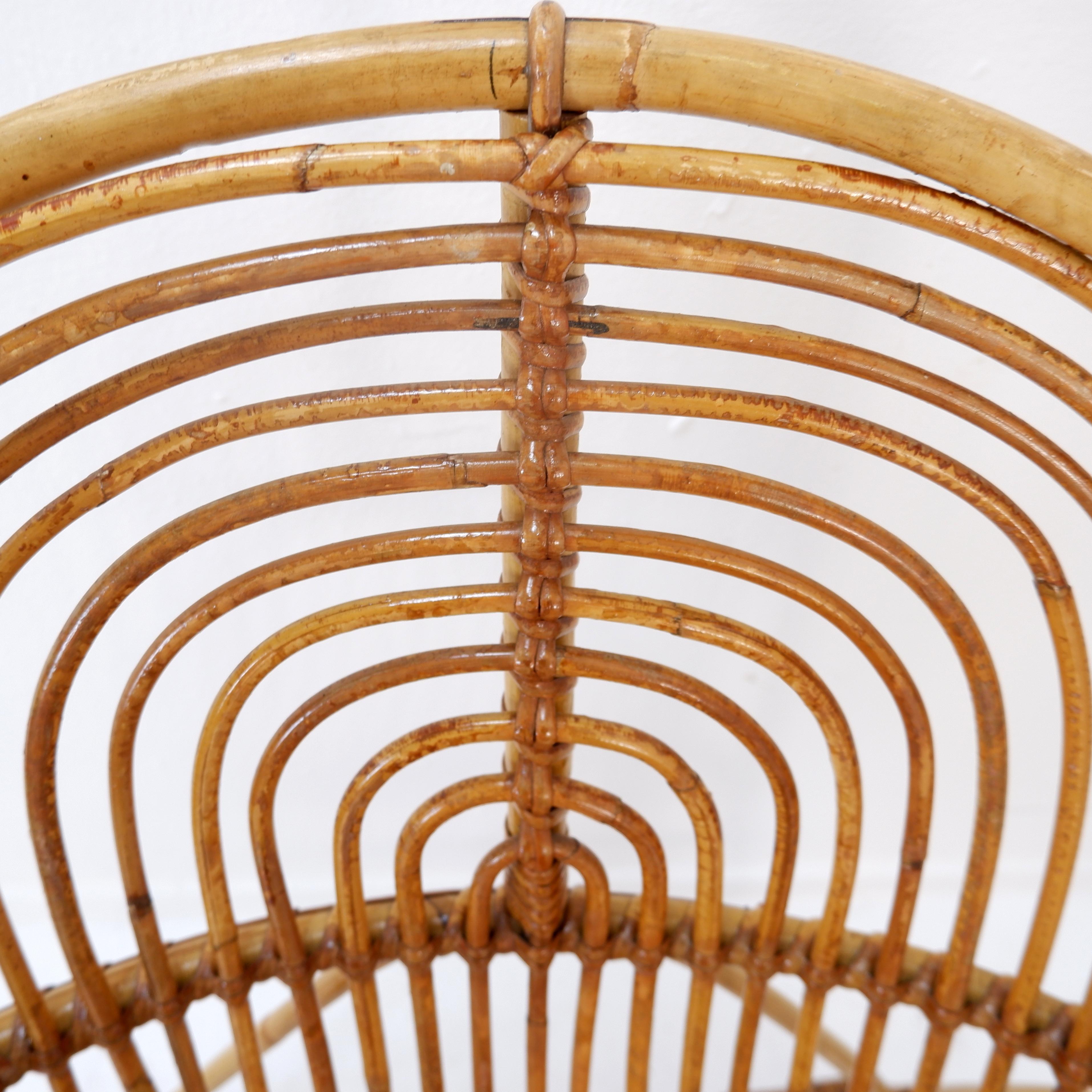 Vintage Sillón curvo de ratán y bambú - Años 60 en venta 3