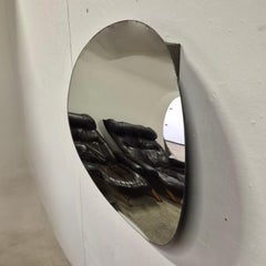 Specchio rotondo in vetro curvato vintage, Vintage By 1970