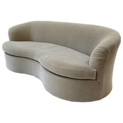 curved vintage sofa Vintage Curved Sofa in Neutral Mohair