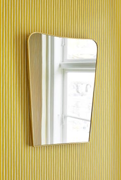 Vintage Curved Wall Brass Mirror, Italy 1950's