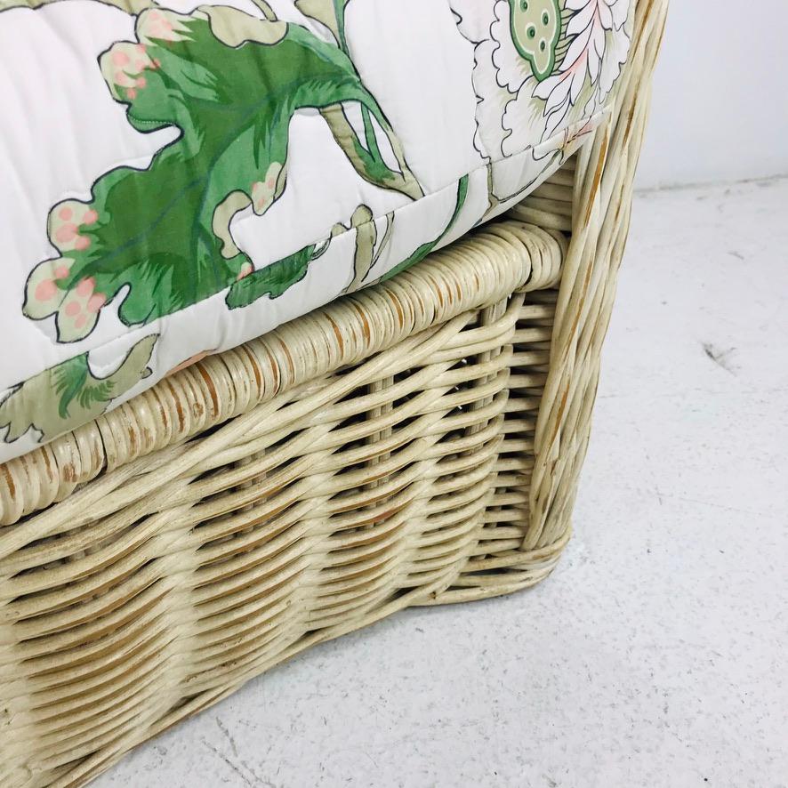 Vintage Curved Woven Wicker Sofa 3