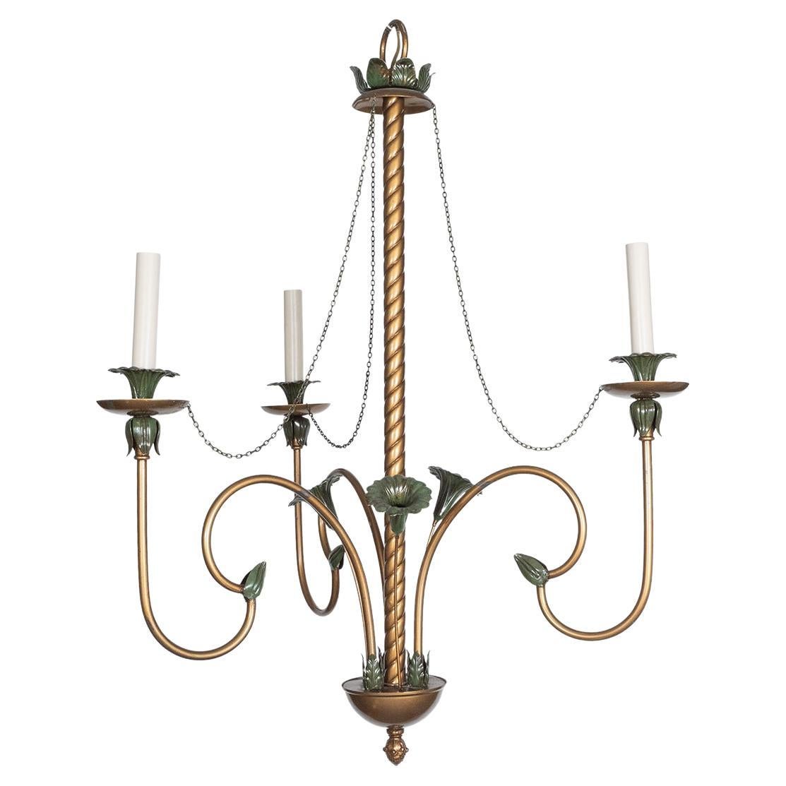 Vintage Curvilinear Painted Metal Chandelier