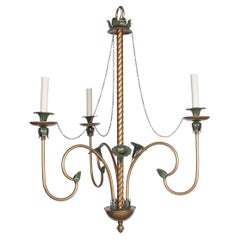 Vintage Curvilinear Painted Metal Chandelier