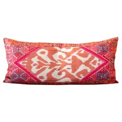 Vintage Cushion Cover, Swat Valley Silk Embroidery and Uzbek Ikat
