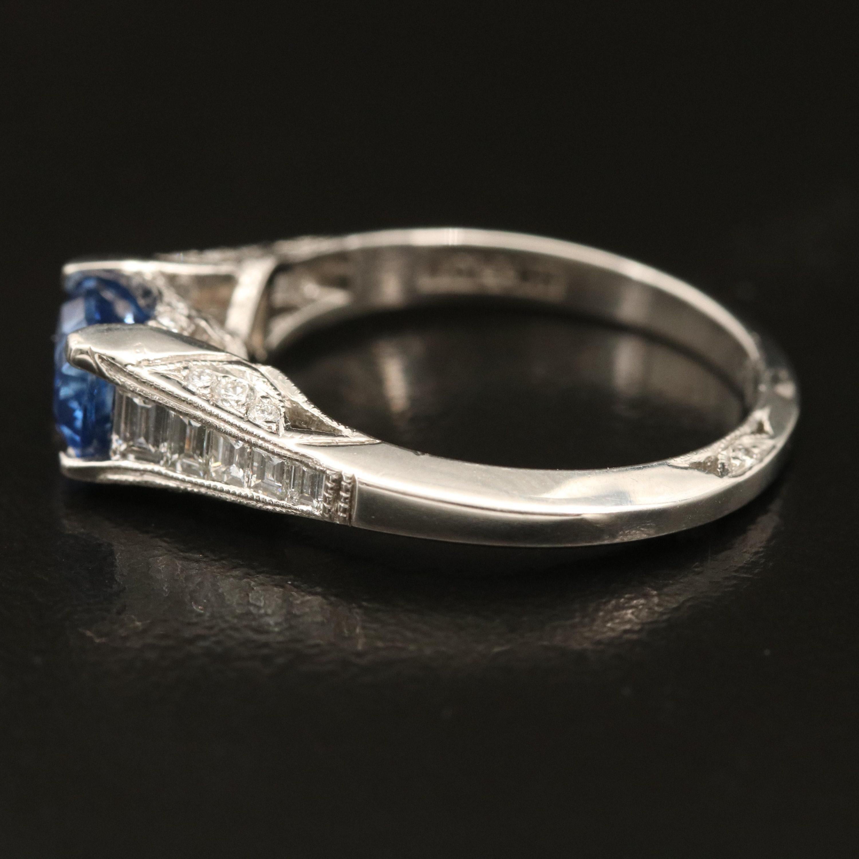 Customizable Vintage Cushion Cut Sapphire Engagement Ring, Minimalist