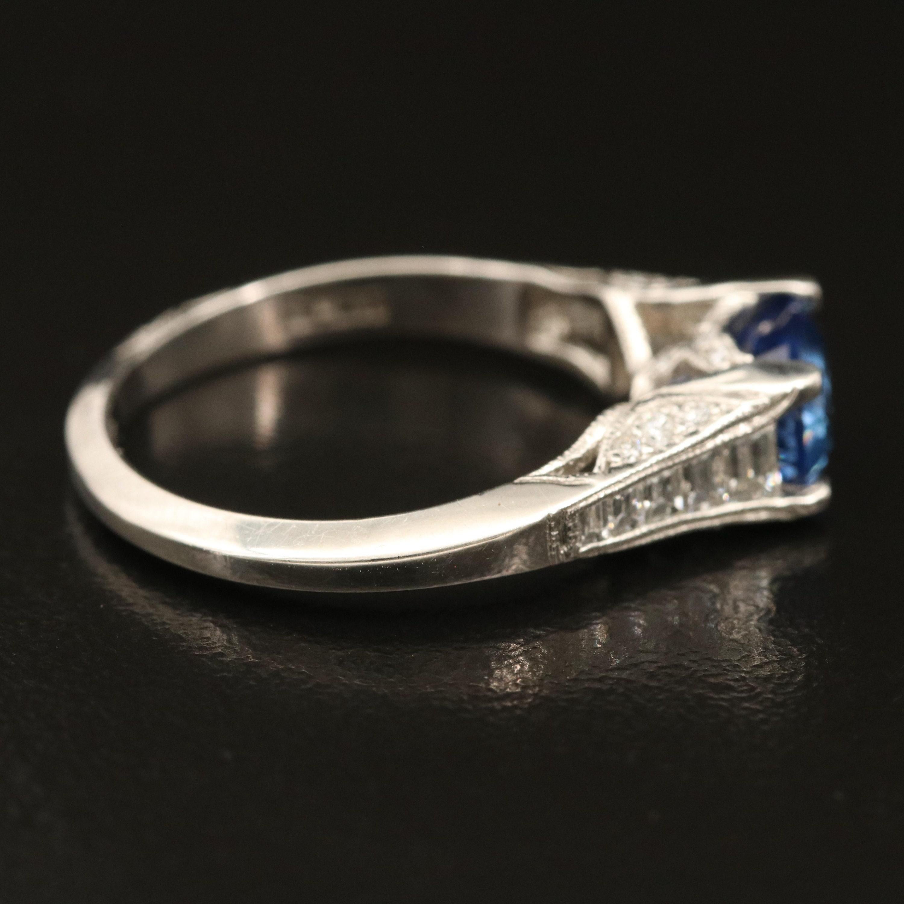 For Sale:  Vintage Cushion Cut Sapphire Engagement Ring, Minimalist Sapphire Diamond Ring 4