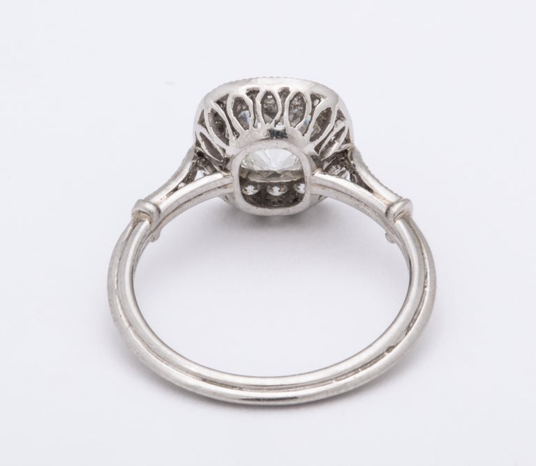 Vintage Cushion Cut VVS G 1.52 Carat Diamond Platinum Engagement Ring